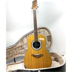 Ovation Ultra Series Model No.1512 electro acoustic guitar, 1980s/90s with textured black bowl back, natural spruce top and mahogany neck, serial no.232916 L104cm; in Hiscox Liteflite case with GuitarKes Workshop set-up and service certificate date October 2021

