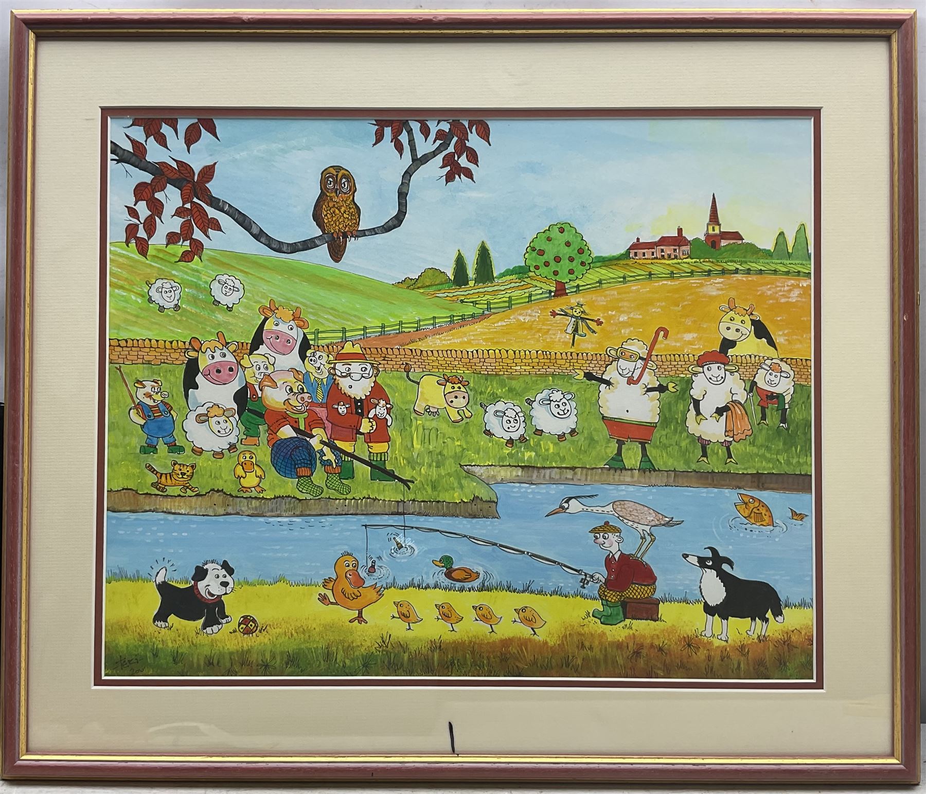 English Cartoon School (20th Century): Anthropomorphic Novelty Scenes, five watercolours three signed 'Van Hagan' and two signed 'Teri', max 20cm x 50cm (5)