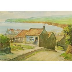 George C Bottomley (British 1894-1972): Robin Hood's Bay from the Bank Top, watercolour signed 25cm x 35cm