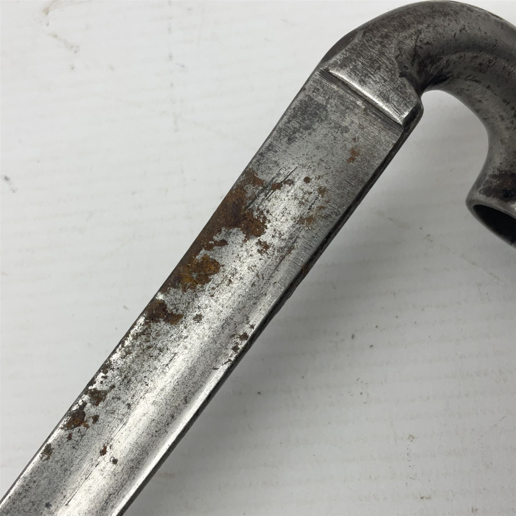 Brown Bess type New Land Pattern socket bayonet L47cm; and a Royal Enfield Pattern 1853 socket bayonet; both lacking scabbard (2)