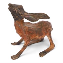 Small bronze sculpture of a hare, possibly Michael Storey (British, b.1948), H5cm 