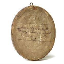 John Miers - 18th century oval silhouette inscribed on the reverse 'Captain John Horsfall 1st West Yorkshire Militia commanded by Sir George Saville (sic) 1772' in gilt frame 10.5cm x 8cm