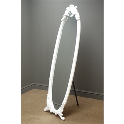  French style painted cheval dressing mirror, H164cm  