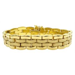 18ct gold brushed and bright polished curved brick link bracelet, stamped 750