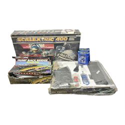 Scalextric - Scalextric 400 C587 set with March Ford 721 and JPS Formula One cars; Calibra Cup set with Motorsport Calibra and Old Spice Calibra; C8040 Track Extension Pack, Hump Back Bridge part-set and unassociated SuperSlot 1:32 scale die-cast Williams-Toyota FW29 unassembled car in four blister packs 