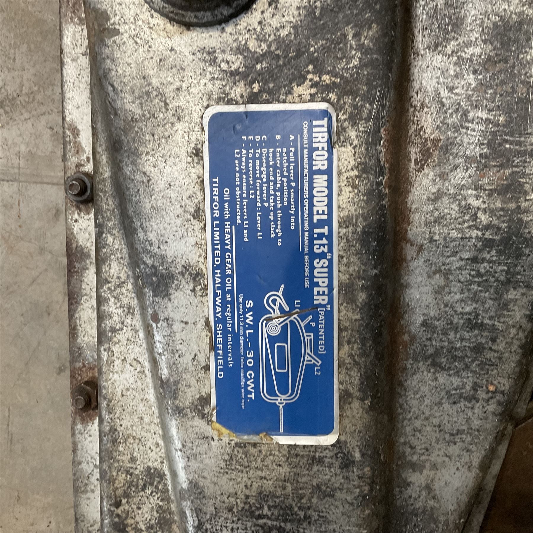 Tirfor model T.13 super winch, with steel rope