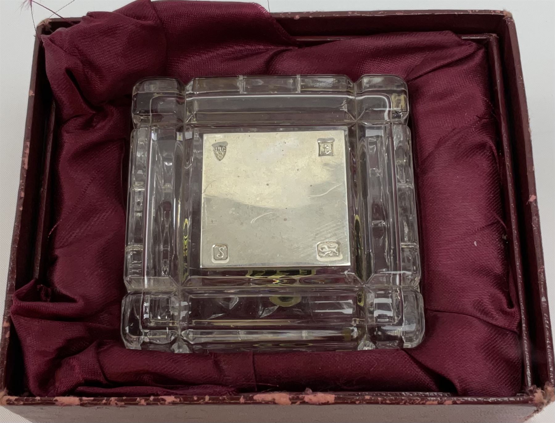 Group of silver mounted glass scent bottles and crested ware, together with a Brierglass lead crystal box with a glass and silver, lid, etc all silver with various hallmarks. 