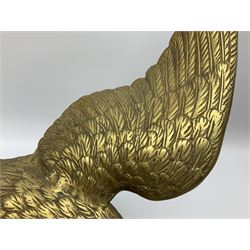 Large brass figure of an eagle on a branch, H51.5cm