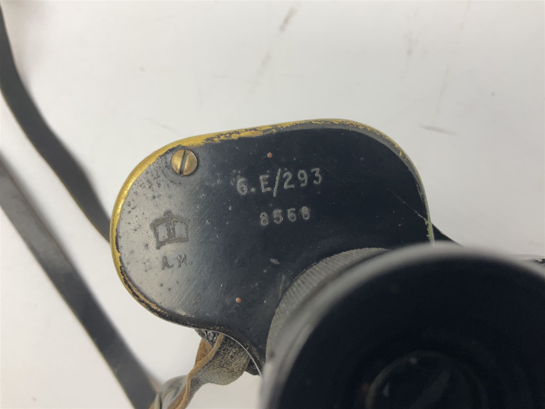 WW2 Air Ministry pair of 6x binoculars by Watson-Baker Co. Ltd, model no. G.E./293, dated 1943, serial no.8568, in similarly marked calf leather carrying case