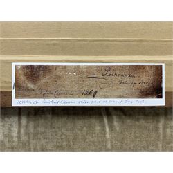 John Cairns (Scottish fl.1845-1870): 'Lochranza - Isle of Arran', oil on canvas, signed and titled with artist's Edinburgh address on original label verso 50cm x 80cm 
Provenance: private collection, purchased Shapes Auctioneers Edinburgh 27th April 2002 Lot 326