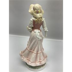 Two Royal Worcester figures, comprising Spirit of the Millennium and Spring, together with Royal Dux figure of two lovers