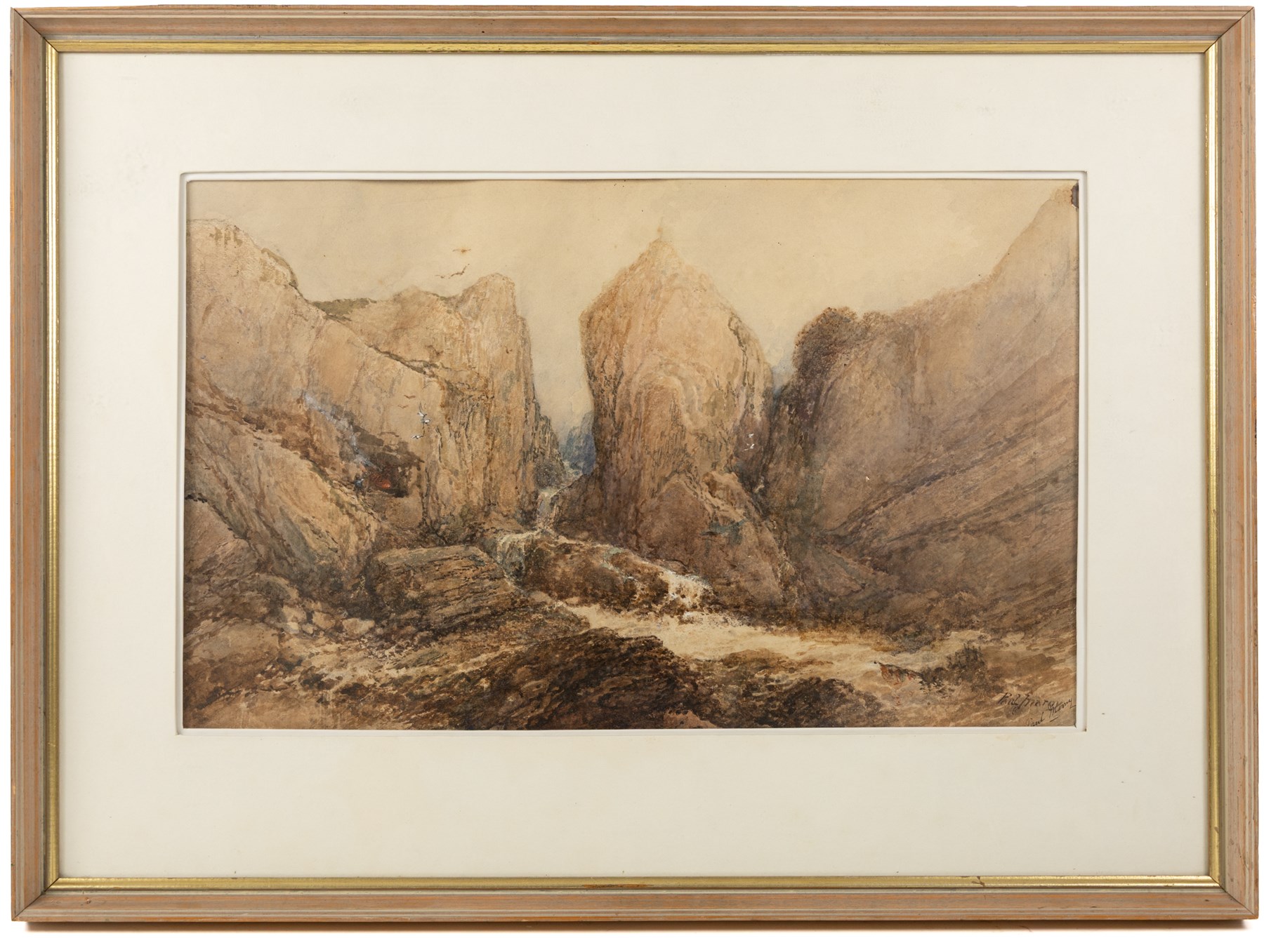Paul Marny (French/British 1829-1914): Rocky Coastline, watercolour signed 35cm x 57cm
