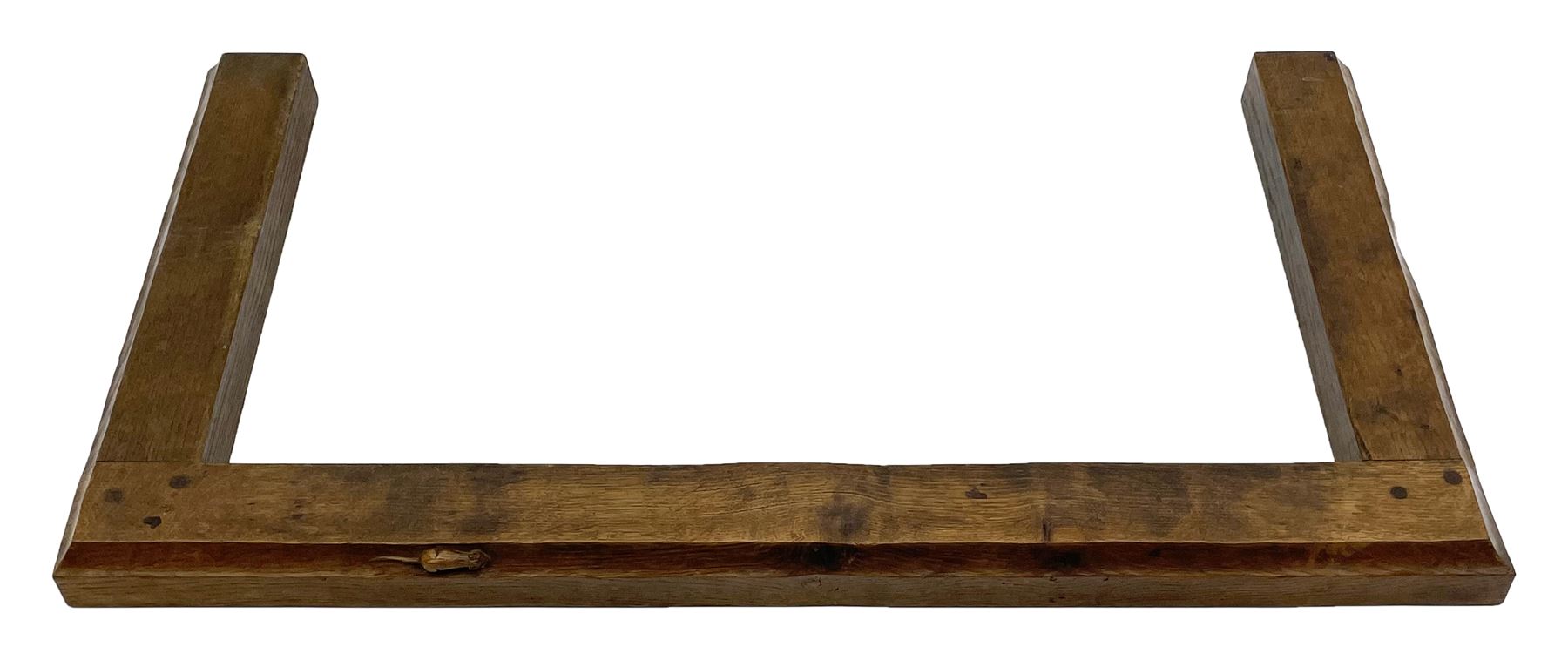 'Mouseman' 1930s/40s tooled oak fire fender, carved with mouse signature, by Robert Thompson of Kilburn