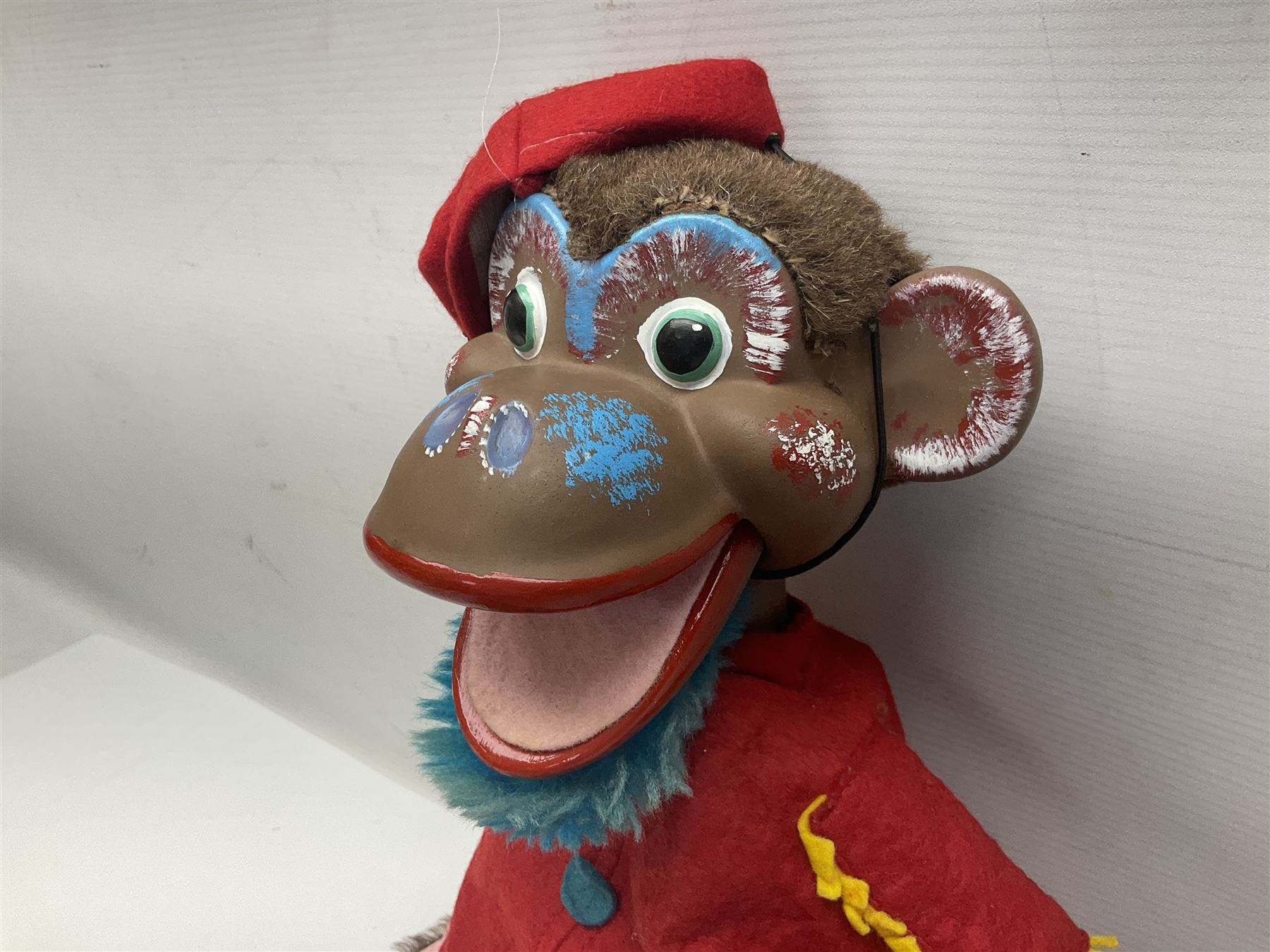 1970s Pelham Vent Puppet in the form of a monkey, the ventriloquist dummy donning floral trousers and hat