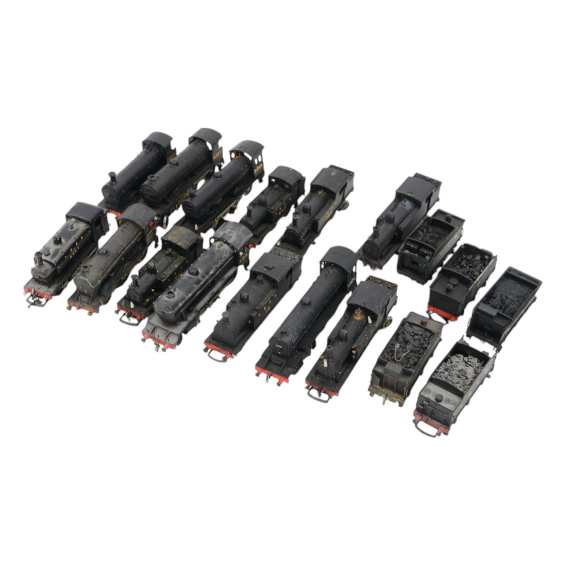 Thirteen 00 gauge kit built locomotives and five kit built tenders