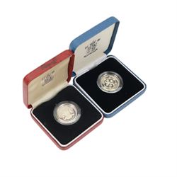 Twelve The Royal Mint United Kingdom silver proof one pound coins, comprising 1983, 1984, 1988, 1989, 1992, 1993, 1994, 1996, 1996 piedfort, 1998, 1999, and 2001, cased with certificates