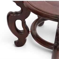 Five hardwood vase stands, for large vases, largest D36cm
