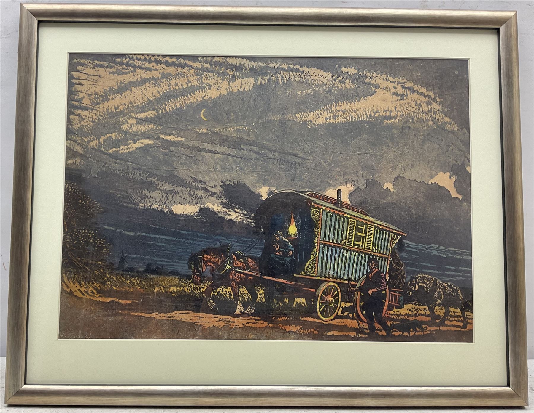 Haydn Reynolds Mackey (British 1881-1979): Gypsy Family on the Road, linocut signed in the plate l.l. 31cm x 45cm 
Provenance: given to the vendor Neil Tyler, a pupil and fellow artist