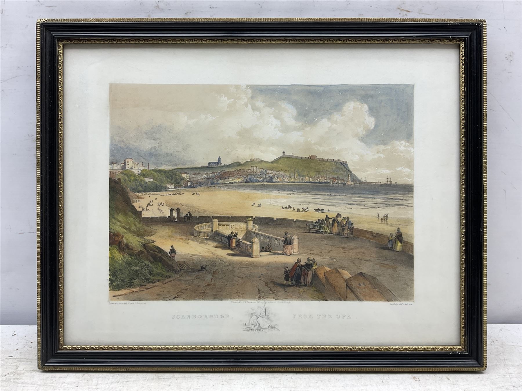 George Hawkins Jnr (British 1809-1852) after Henry Barlow Carter (British 1804-1868): 'Scarborough from the Spa', lithograph with hand-colour, printed by Day and Haghe, London (1830-1852) pub. Solomon Wilkinson Theakston, Scarborough 28cm x 38cm