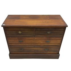 Edwardian walnut chest, fitted with two short and two long drawers