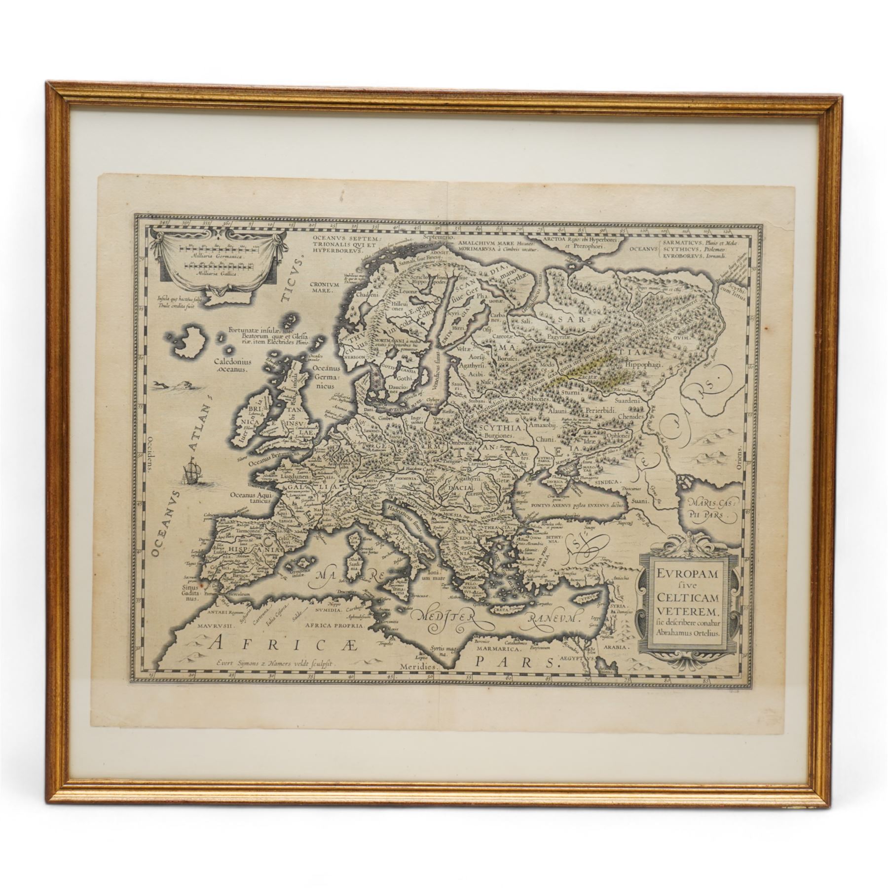 Abraham Ortelius (Belgian 1527-1598): 'Europam sive Celticam Veterem' (Celtic Europe), early 17th century engraved map pub. 1619, 42cm x 53cm