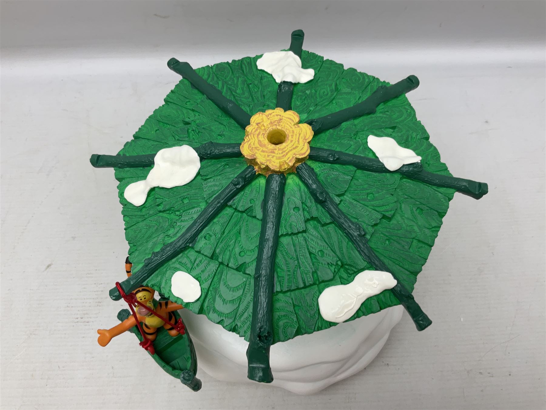 Six Disney Winnie the Pooh Christmas snow globes, comprising large Mr Christmas Holiday Snowfall, An Enchanted Christmas, It's A Small World Christmas 1994,  Tree Trimming, 1995 Christmas At Our House and Christmas Band Concert, together with Mr Christmas Holiday Go Round, all with boxes (7)