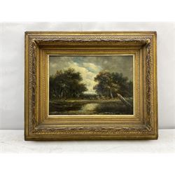 Follower of John Constable RA (British 1776-1837): Wooded Landscape with Cattle, early 19th century oil on panel bears later signature 31cm x 44cm