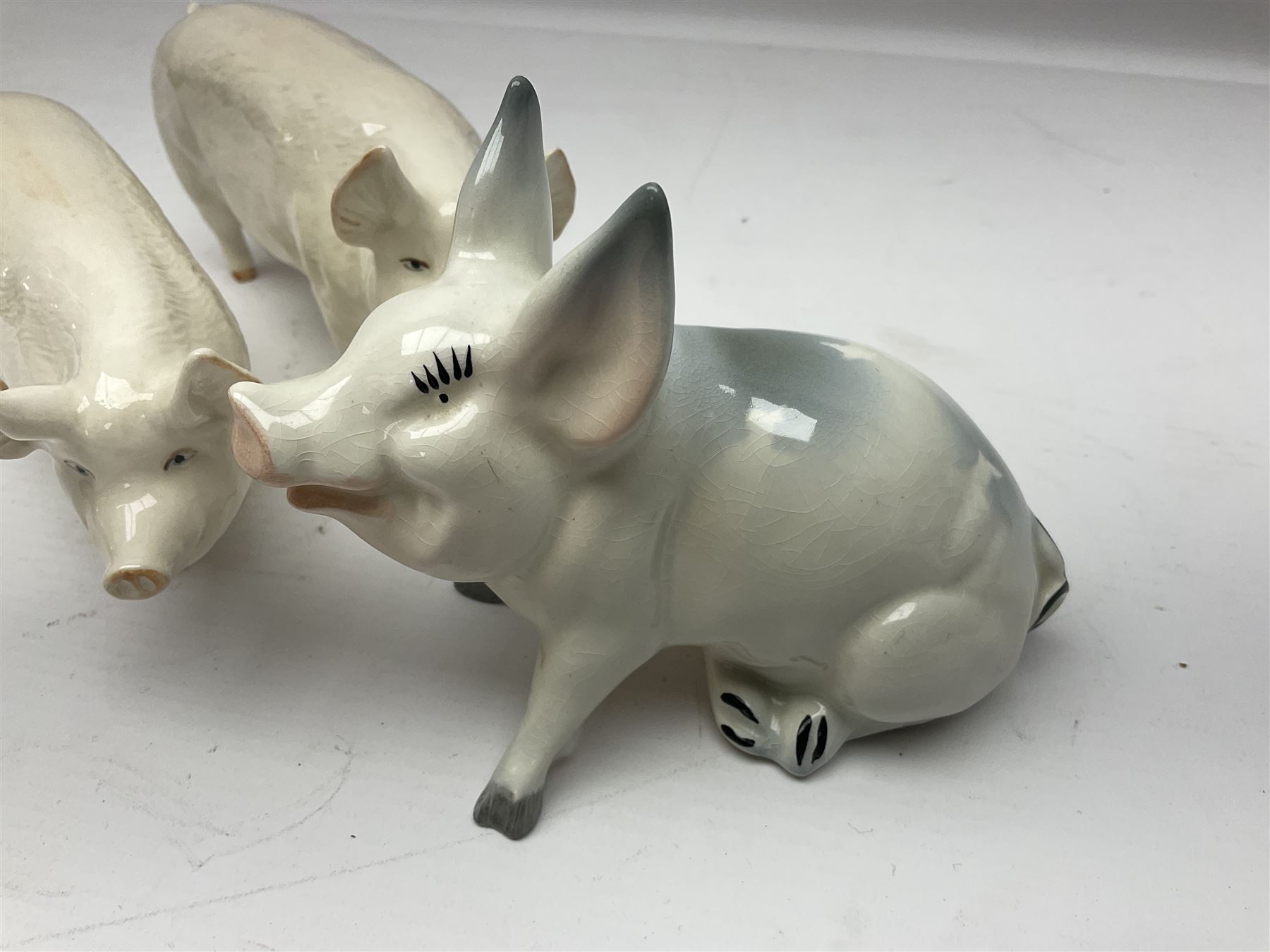 Three Beswick pigs, CH Wall CH Boy 53, 8cm high, CH Wall Queen and seated pig no 839