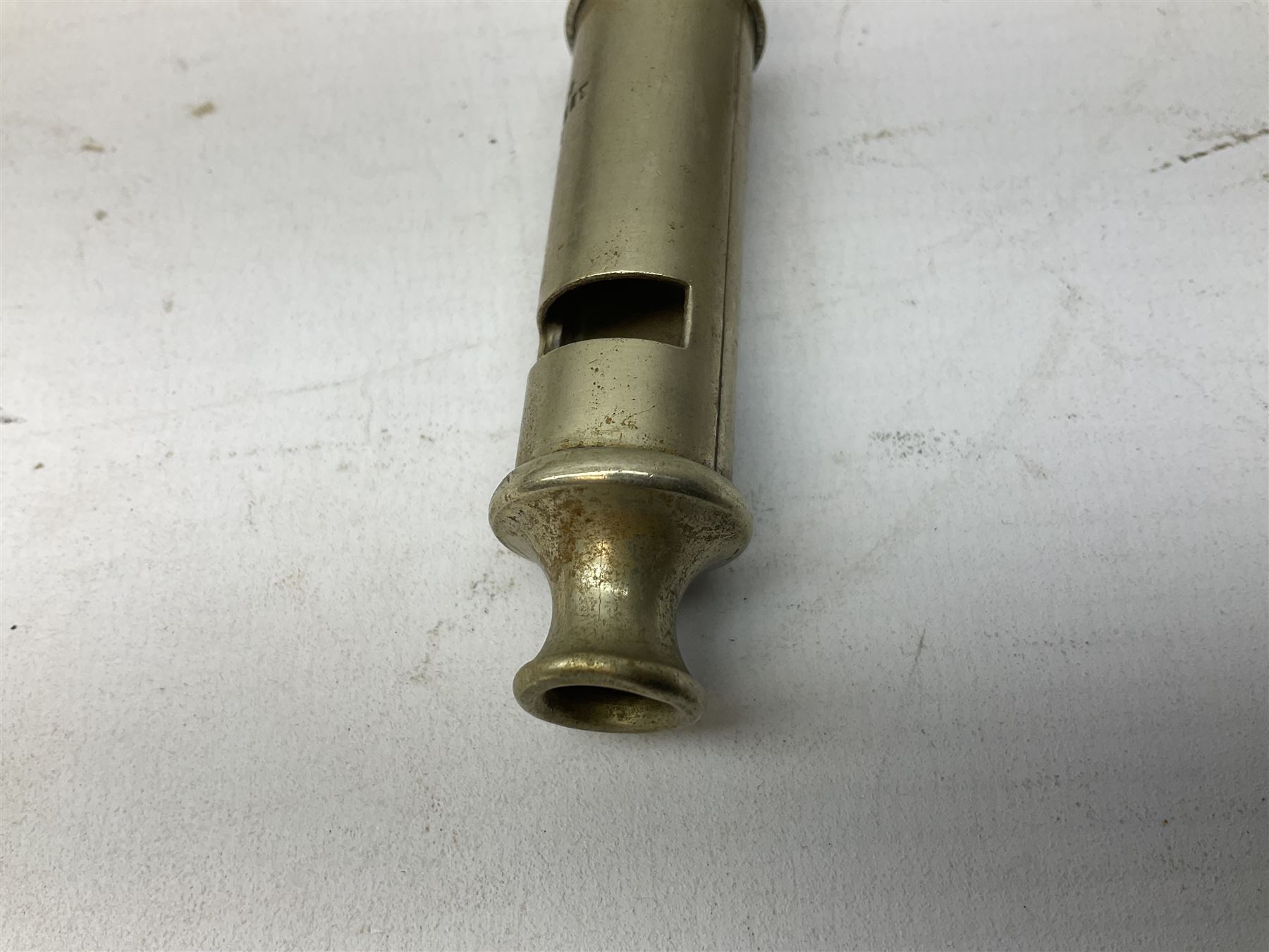 Three J Hudson & Co Birmingham military whistles, dated 1915, 1916, 1923