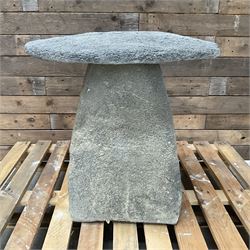Large weathered cast stone garden staddle stone mushroom