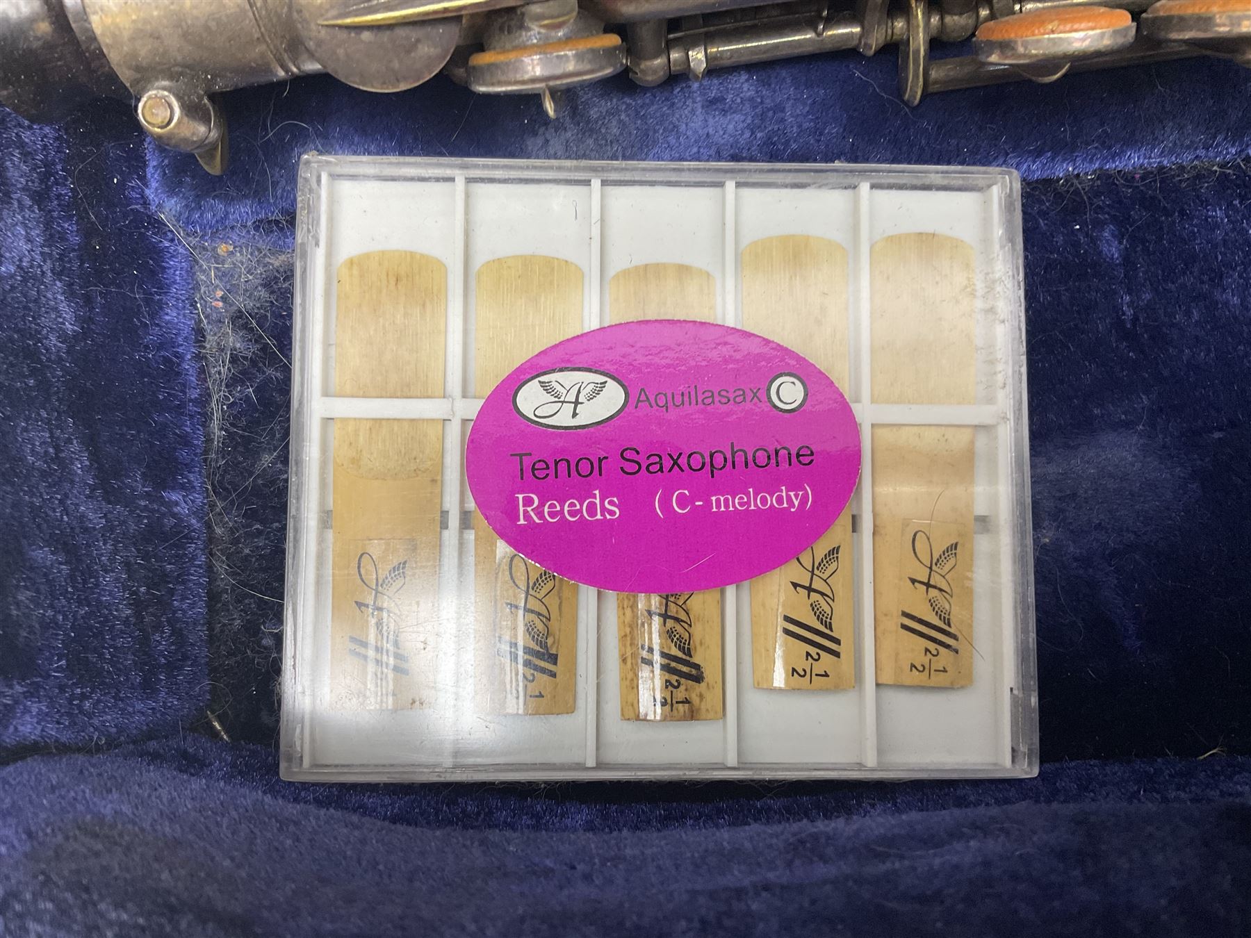 Early 20th century Elkhart Pan American C-Melody saxophone, Patd. Sept.14 1915, no.1153489, serial no.P27678; in fitted hard carrying case with crook