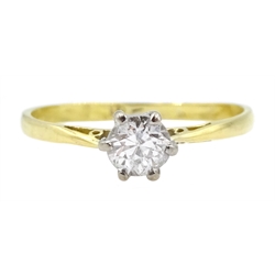 Gold single stone diamond ring, stamped 18, diamond approx 0.30 carat