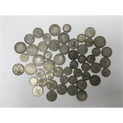 Approximately 480 grams of Great British pre 1947 silver coins, including shillings, florins and halfcrowns