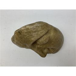 Carved stone sculpture of a serene sleeping head, H24cm