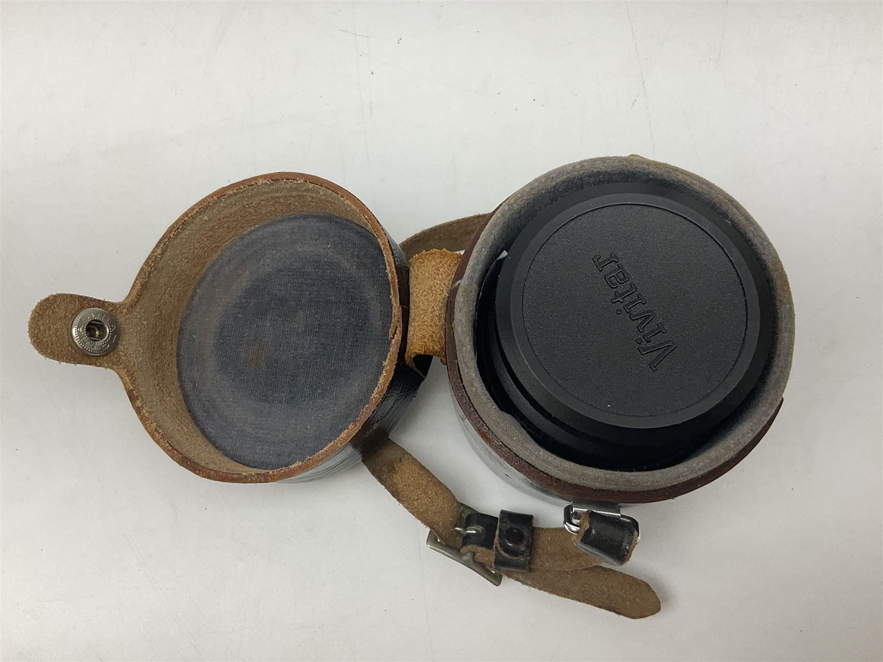 Olympus OM-1 camera body, serial no 913212, with 'Olympus OM-System F.Zuiko Auto-S 1:1.8 f=50mm' lens, serial no.74374, 'Vivitar wide angle MC 28mm 1:2.8 49mm' lens, serial no. 42042268, and Olympus OM winder 2