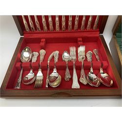 Canteens of Newbridge silver plated cutlery, decorated in the Kings pattern, together with canteen of wooden handled cutlery.  