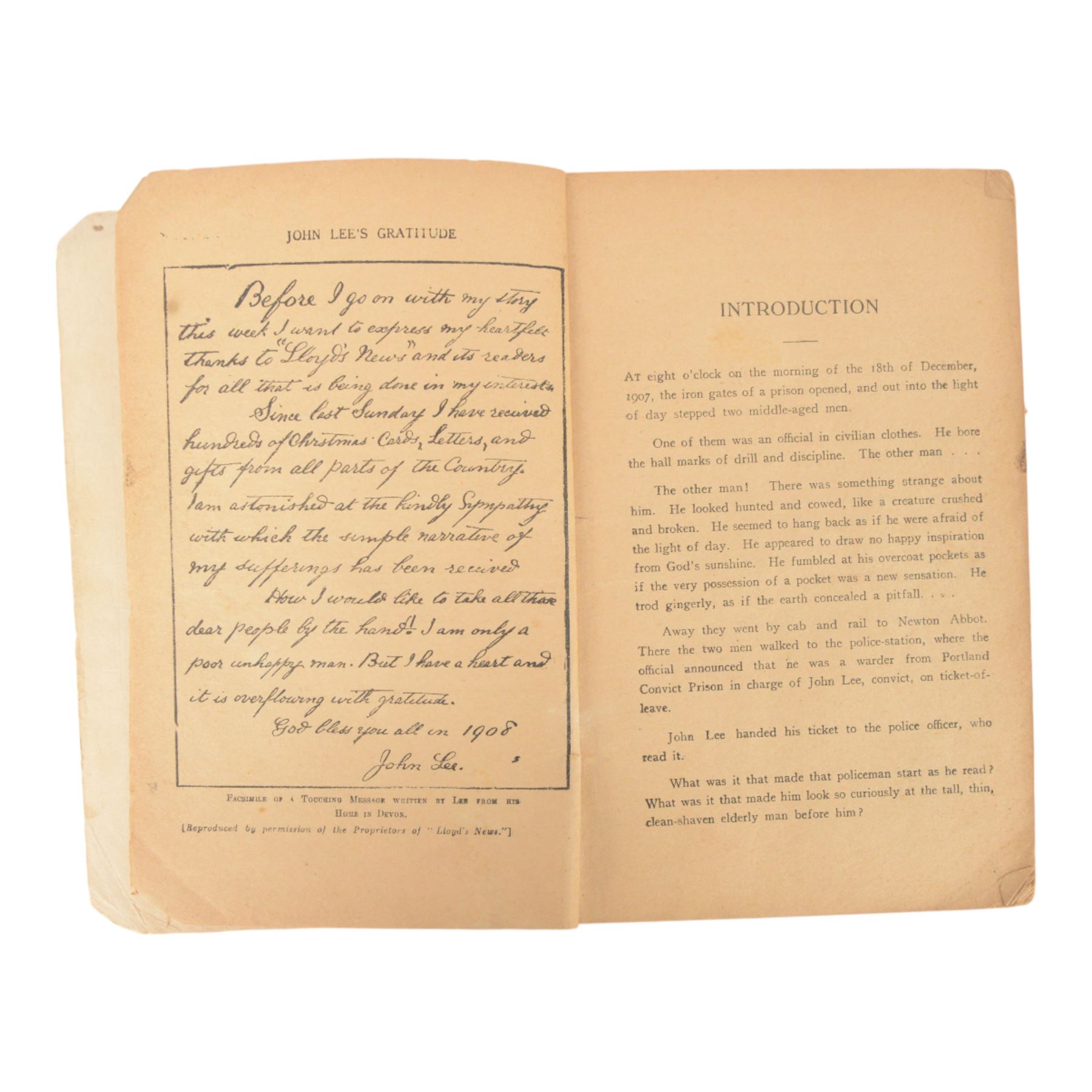 The Man They Could Not Hang, The Life of John Lee, told by himself, published C.Arthur Pearson, London, 1908 first edition

