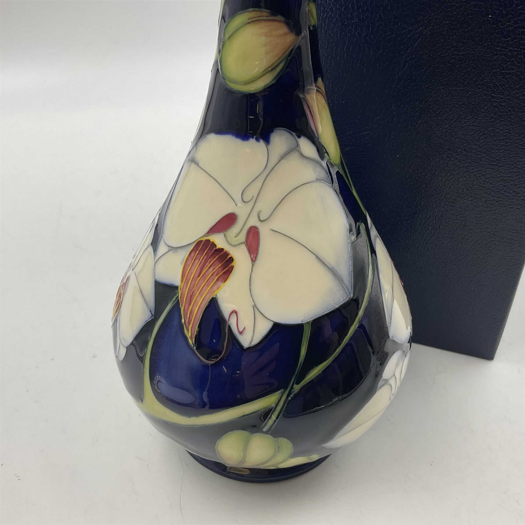 Moorcroft limited edition vase, of bottle form, decorated in the Chatsworth pattern by Phillip Gibson, circa 2001, 60/350, H23.5cm, with original box
