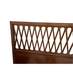 Edwardian mahogany 5' Kingsize bedstead, the head and footboard with moulded frames and overlapping x slatted panels, with sprung bed base