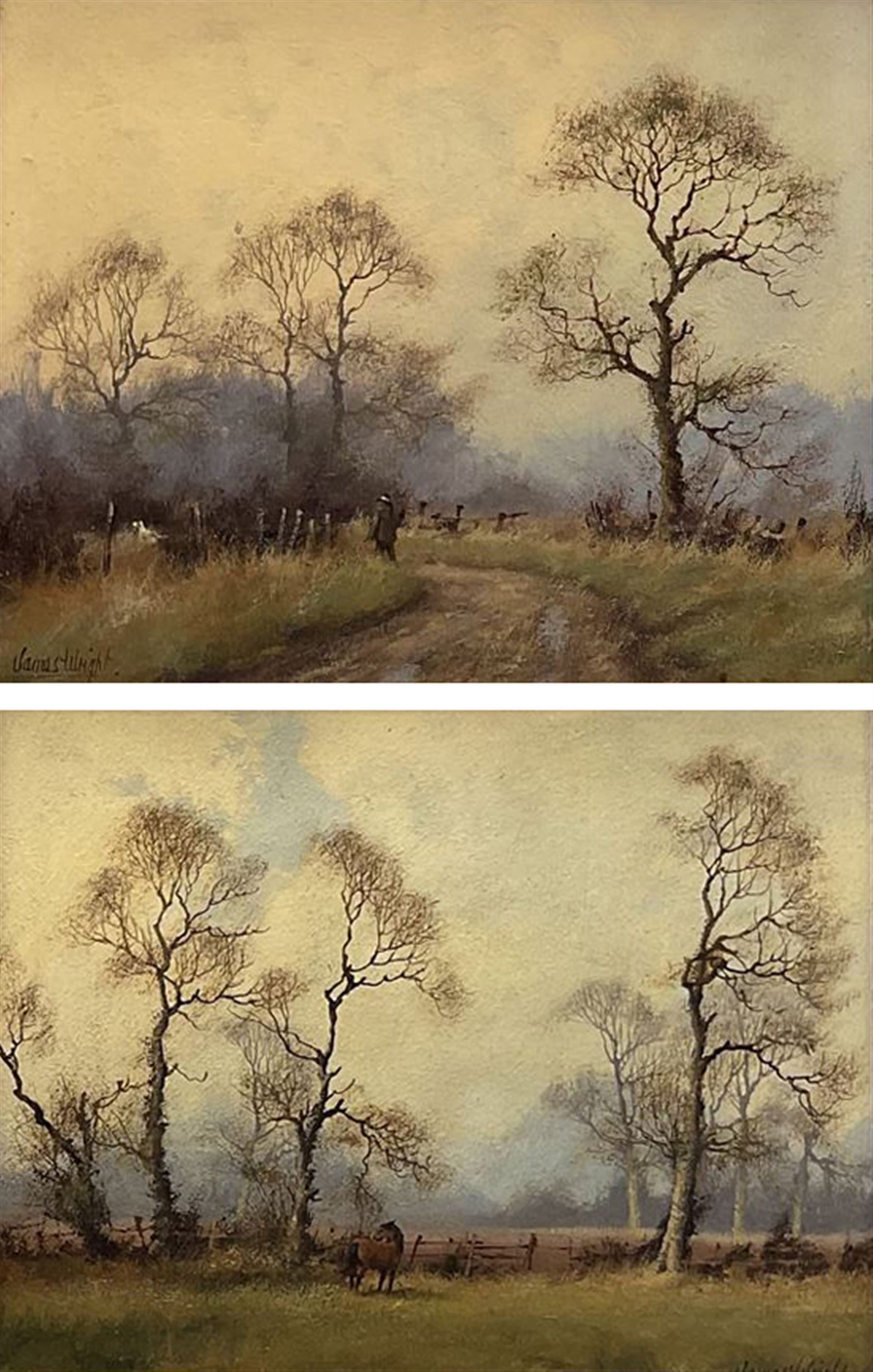 James Wright (British 1935-): Countryside Scenes, pair oils on board signed 19cm x 24cm (2)