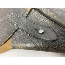 WW2 German P38 auto pistol leather holster with magazine pouch; marked P38 verso and CXB 4 H24cm