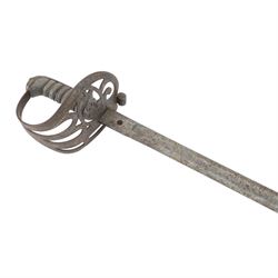 Victorian Rifle Regiment officer's sword,  1827 pattern, with 78cm steel blade, wirebound fishskin grip, overall L92cm