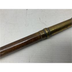 19th Century tipstaff, with brass finial and hardwood handle, L48cm