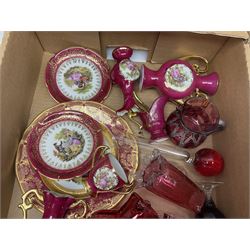 Victorian and later ceramics and glassware, to include cranberry glass, Limoges, blue and white, teawares etc