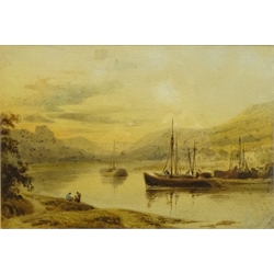  Attrib. George Chinnery (British 1774-1852): 'Boats on Pearl River Macau', watercolour unsigned, titled verso 17cm x 26cm  