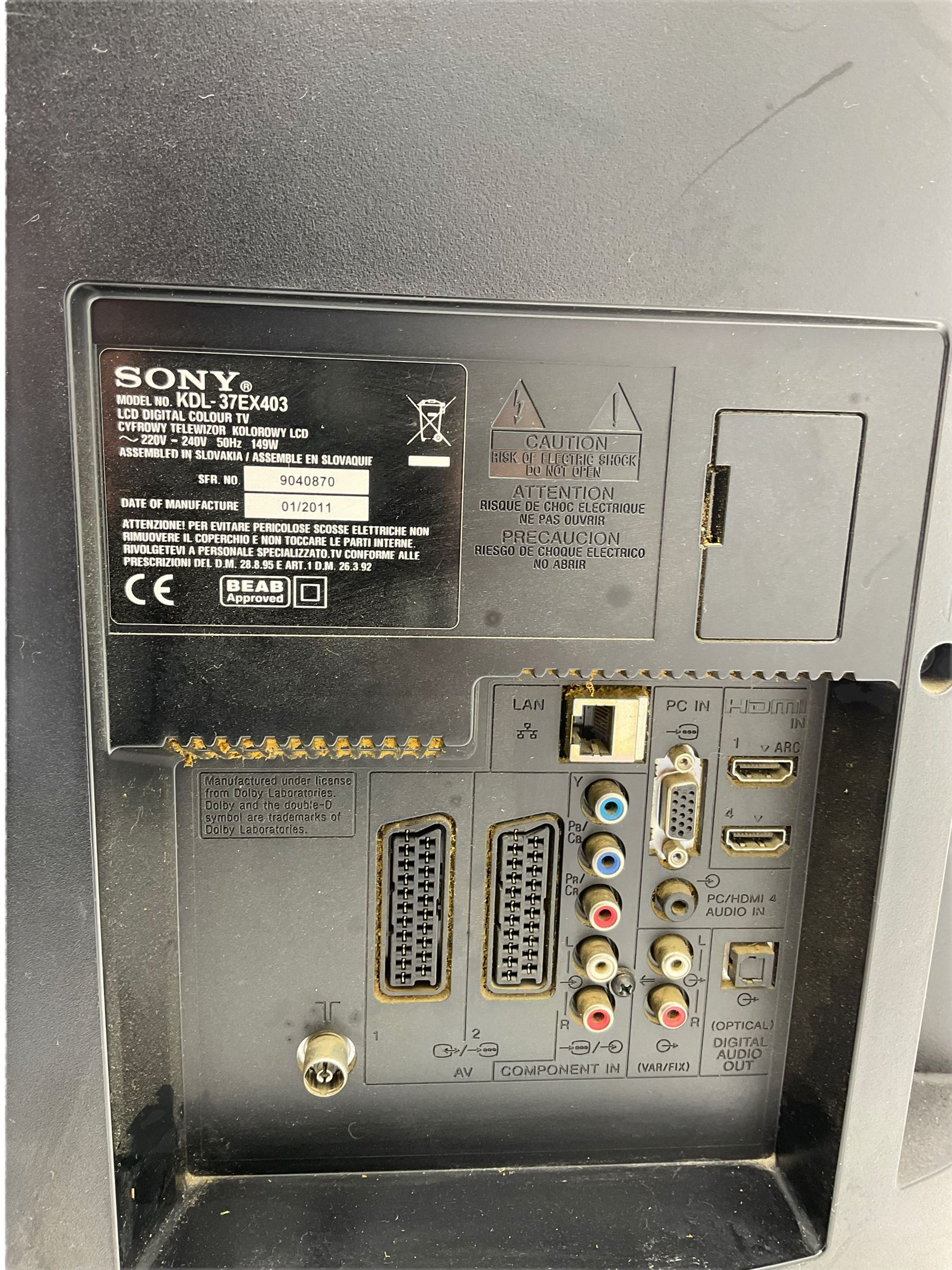 Sony Bravia KDL-37EX403 42'' television with remote 