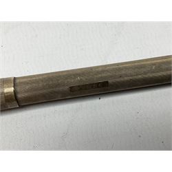 20th century engine turned silver propelling pencil by Johnson, Matthey & Co, stamped London 1956, together with silver cigarette case stamped Birmingham 1904 with engraved foliate decoration, total weight 74g