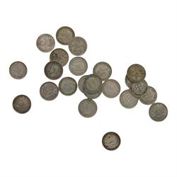Approximately 108 grams of Great British pre-1920 silver sixpence and threepence coins, and approximately 29 grams of Great British pre-1947 silver threepence coins