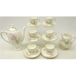  Royal Doulton 'Bell Heather' coffee set for six H4840 (15)  