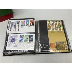 Mostly Chinese stamps including  covers and postcards, many being from the 80s and 90s, housed in ten folders